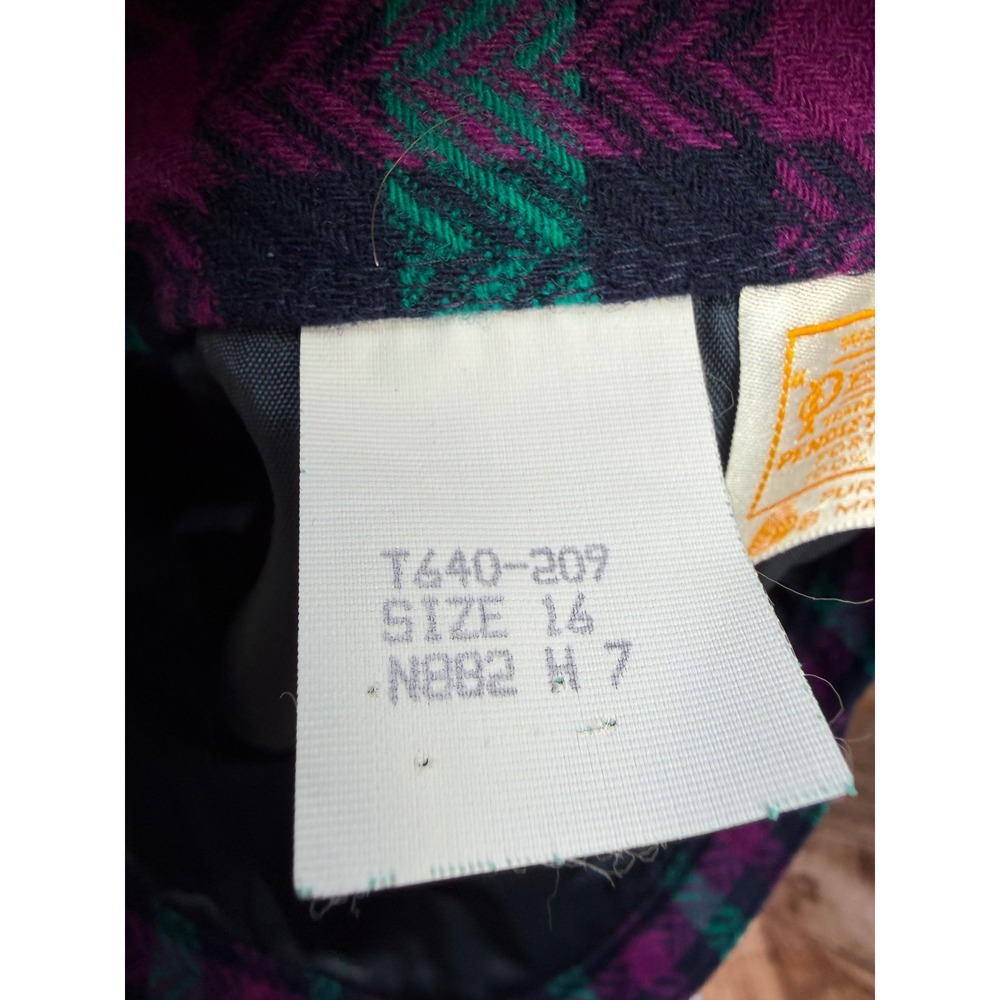 Pendleton Vintage 1980s Wool Plaid Skirt Suit Purple Green Workwear Size 14 - Picture 11 of 11